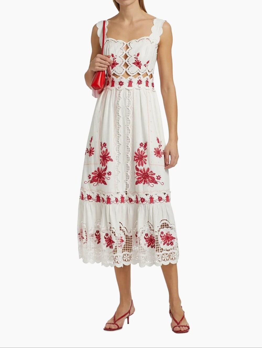Farm Rio Richelieu Sunflower Linen-Blend Midi-Dress - Picture 5 of 8